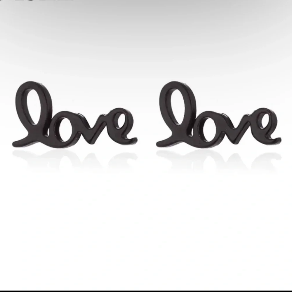 Black Love Cursive Earrings